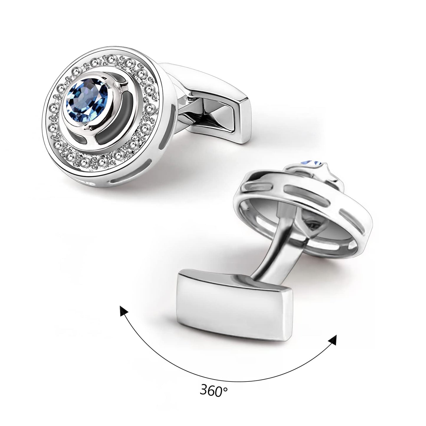 - Mr.Van Classic Cufflinks | Navy Blue Crystal Cufflinks For Men -