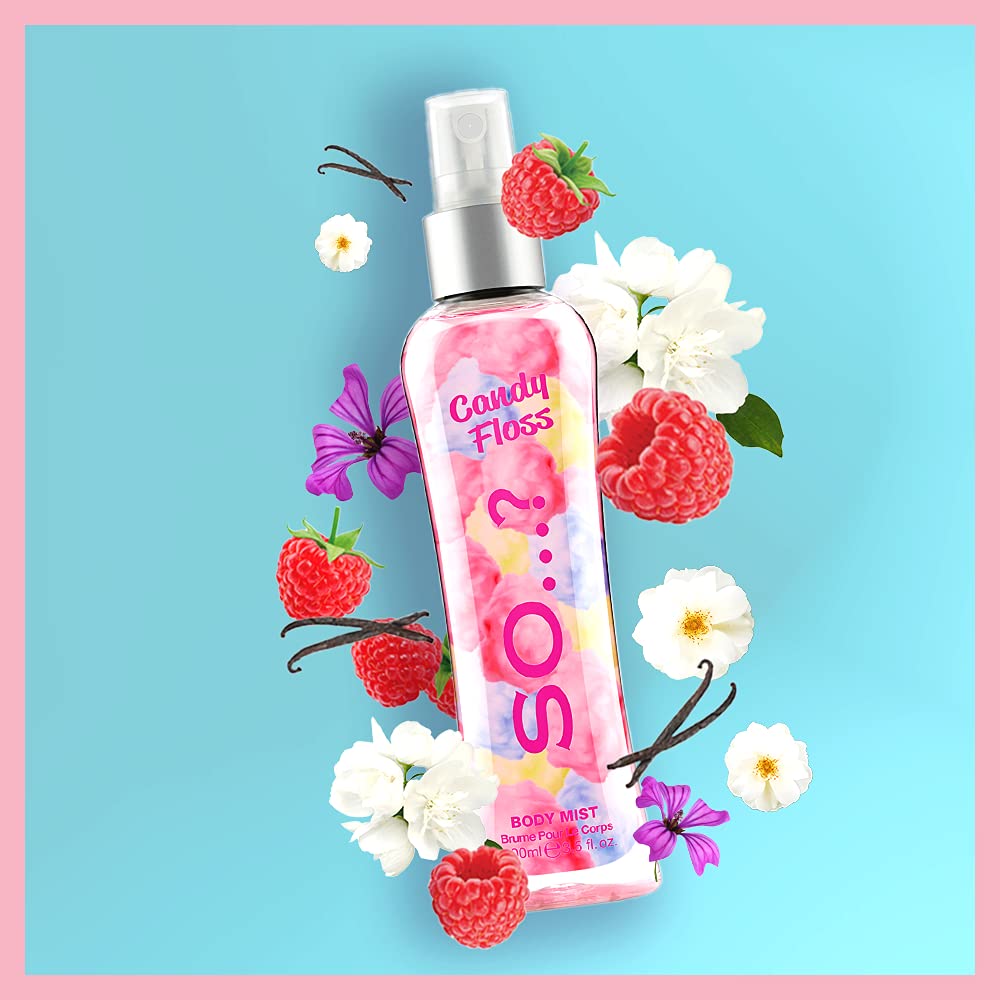 Body Mist by So…? Luscious Trio Womens Body Mist Gift Set with Pink Grapefruit, Vanilla and Candy Floss Body Mist Mixed Fragrance Spray Gift Set 3 x 100ml