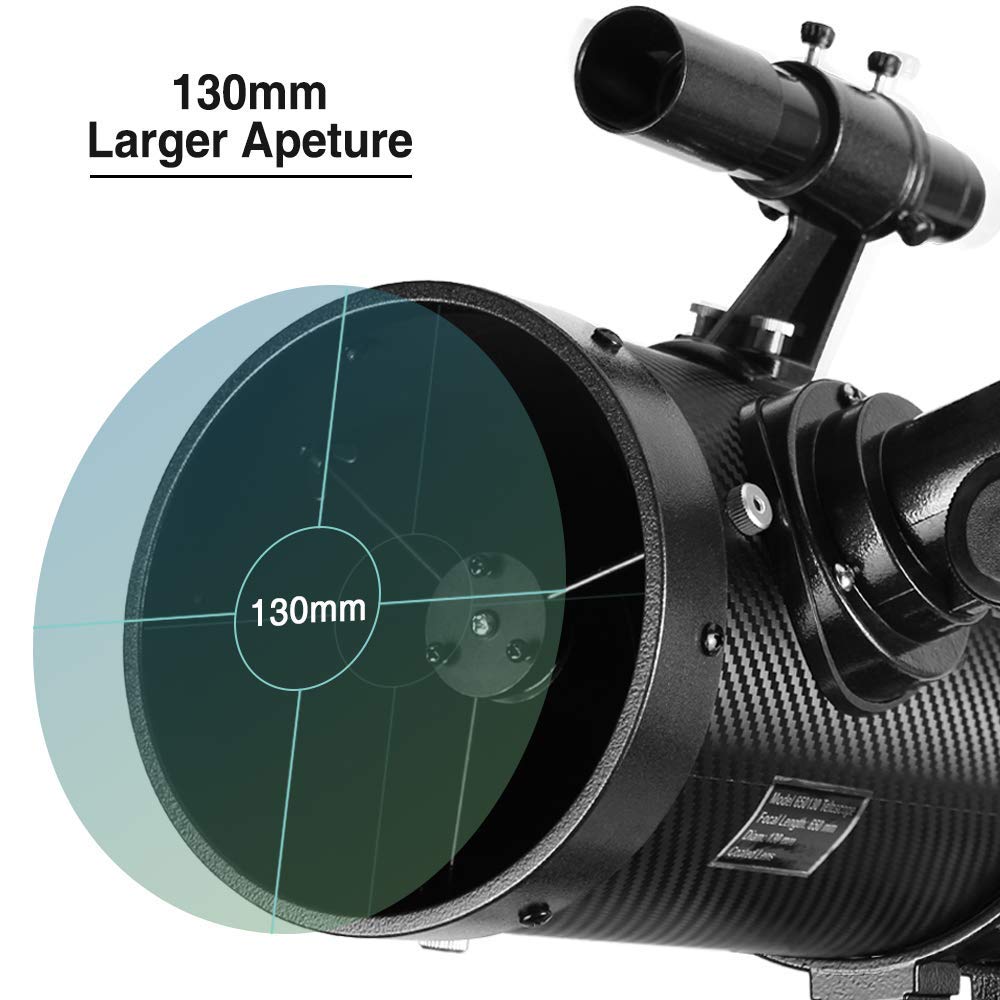 - Telescope | 130EQ Newtonian Reflector Telescope | Comes with 1.5X Barlow Lens | Smartphone Adapter & 13% T Moon Filter -