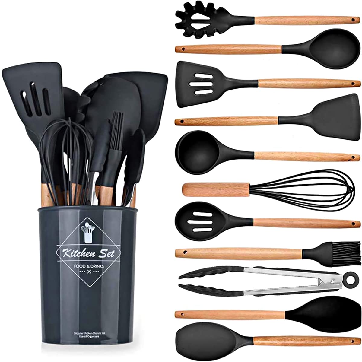 - Kitchen Utensils Set | 12 pcs | Non-Stick Silicone Cooking Kitchen Utensils Spatula Set -