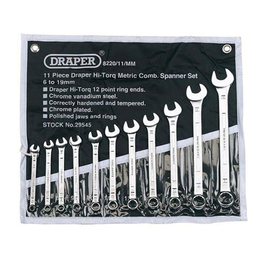 - Draper Expert HI-TORQ® 6 to 19mm Combination Spanner Set | 11 Piece Chrome Vanadium Steel Hand Tools -