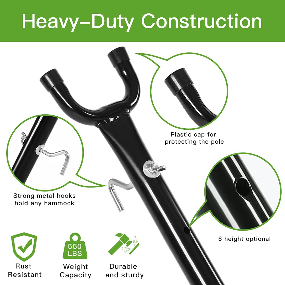 - Goutime 9Ft Double Hammock | Detachable heavy Duty Metal Stand | 550 Pound Capacity | Includes Portable Carrying Bag -