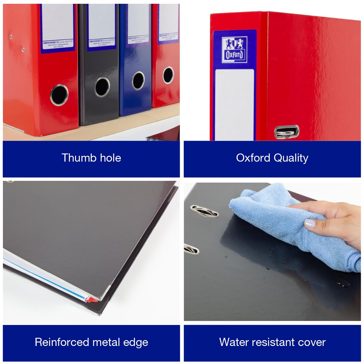 - Oxford A4 Lever Arch Files | Red/Black/Blue Pack of 3 | Heavy Duty Folders -