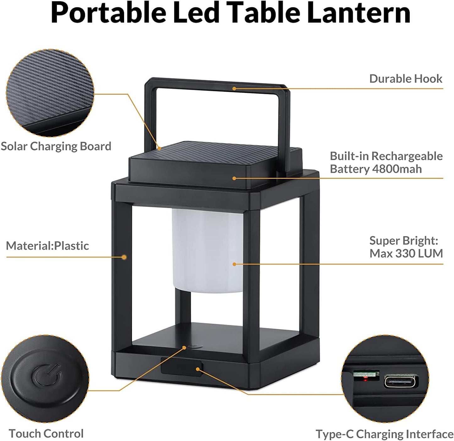 - Rafrtcl Outdoor Table Lamp | Touch Control Solar Lamps Indoor | Rechargeable Lanterns -