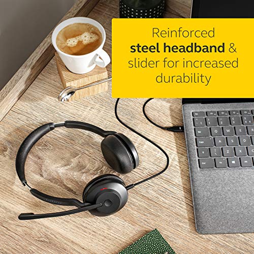 - Jabra Evolve2 30 Headset | Noise Cancelling Microsoft Teams Certified Stereo Headphones With 2-Microphone Call Technology -