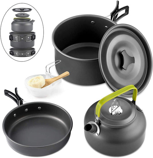 - Qtiwe 10-Piece Cookware Kit | Picnic Pots Cookware Camping Set -