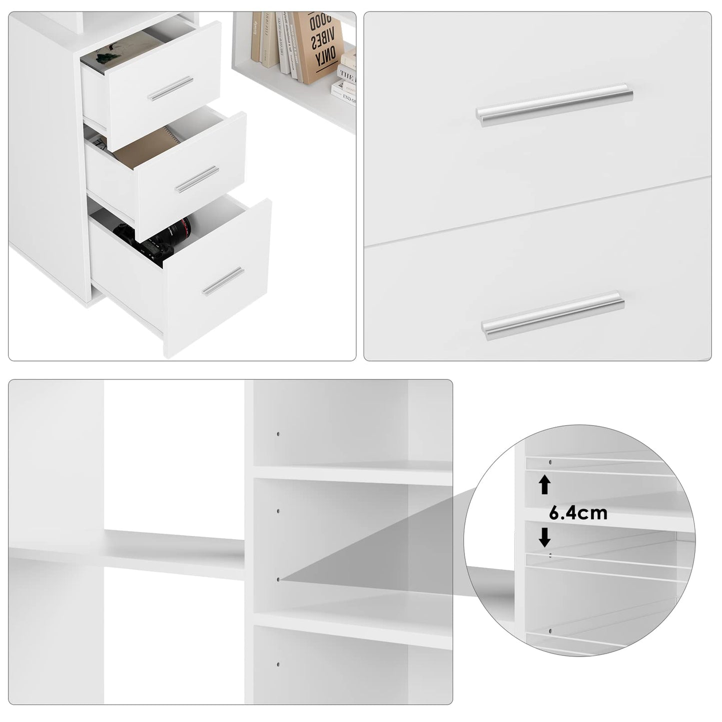 - FirFurd Corner Desk L Shaped Desk | Computer Desk With Drawers -