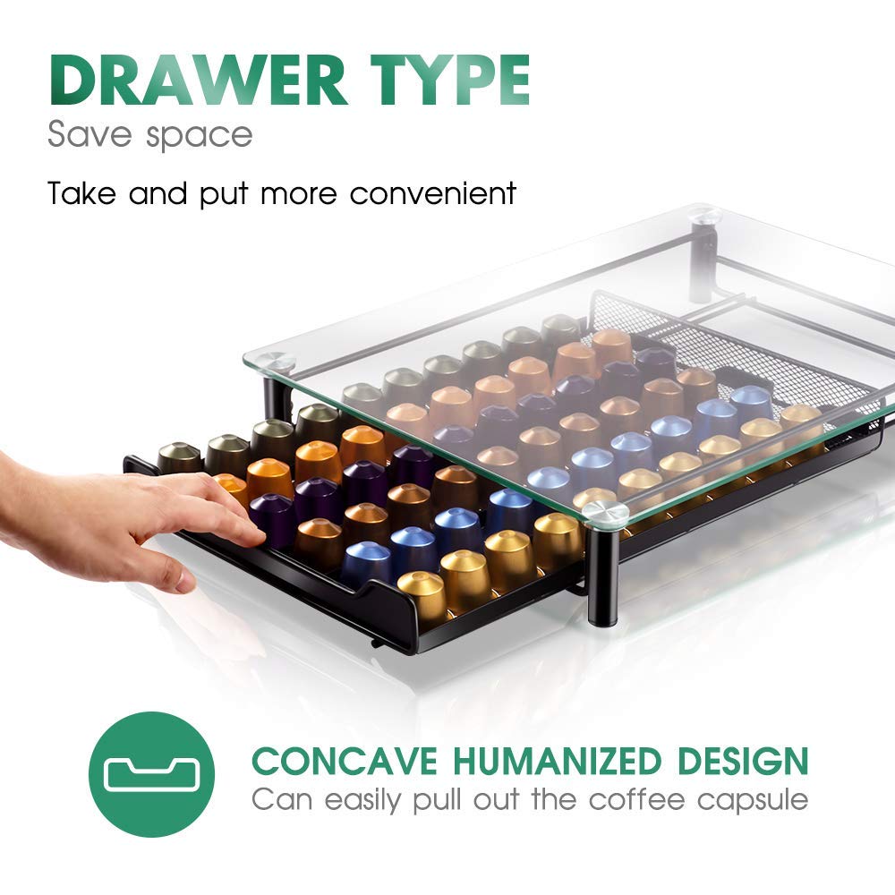 - Masthome Coffee Pods Storage | 60 Capsule Drawer & Machine Stand -