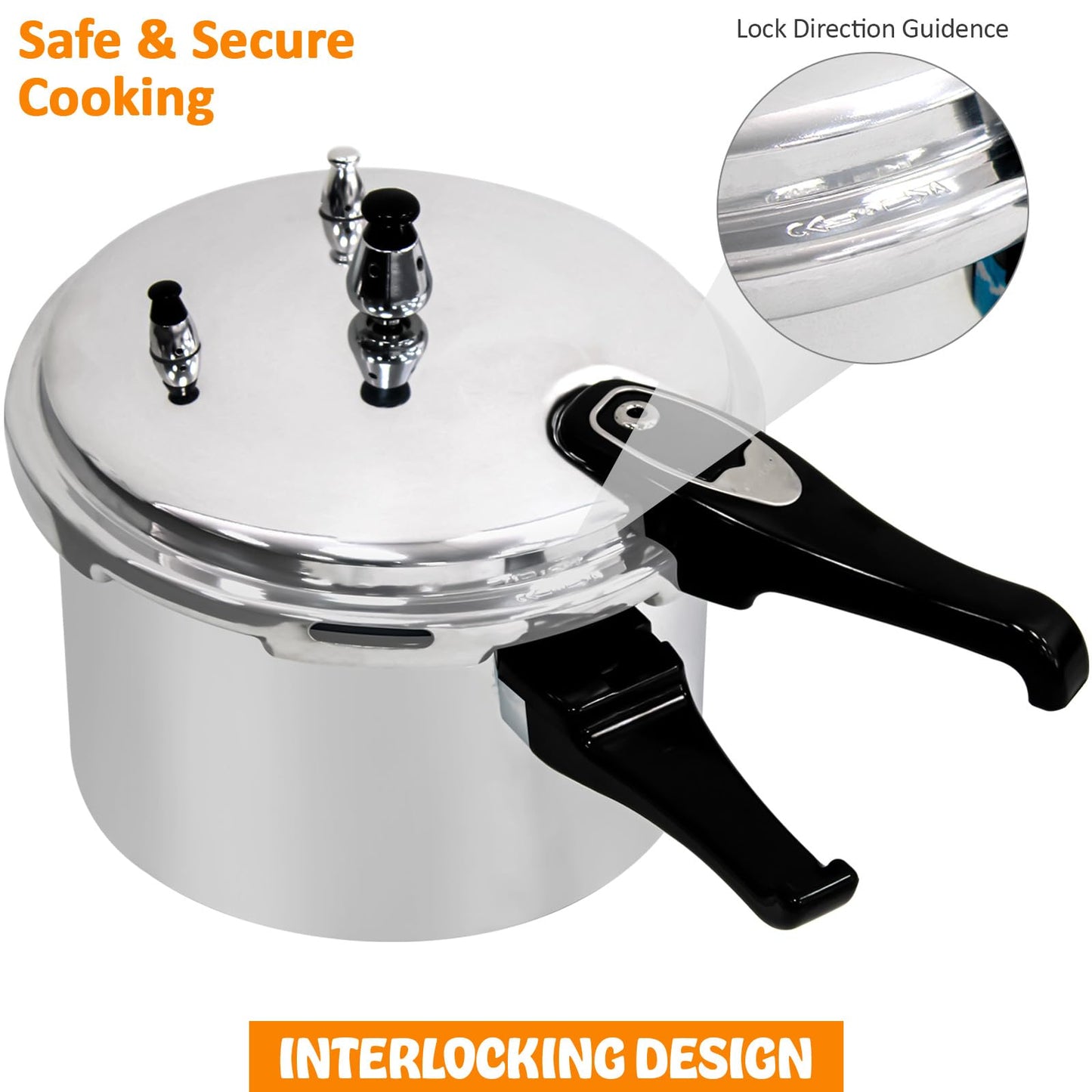 3.5 Litre Pressure Cooker for Kitchen & Catering, Aluminium + Stainless Steel, Suitable for all Hob Types Including Induction Hob - Silver