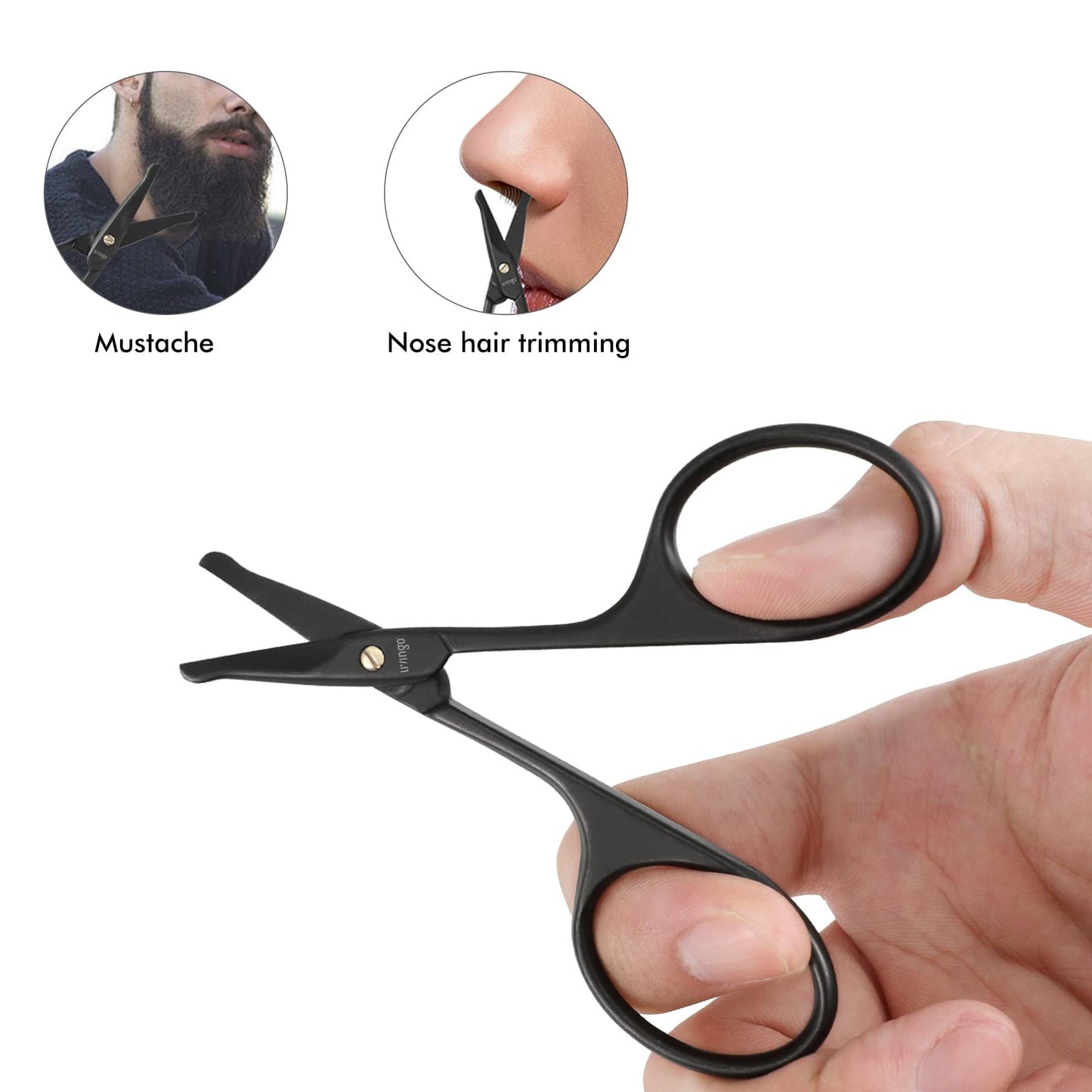 - LIVINGO 9CM Premium Nose Hair Scissors | Curved Safety Blades with Rounded Tip -