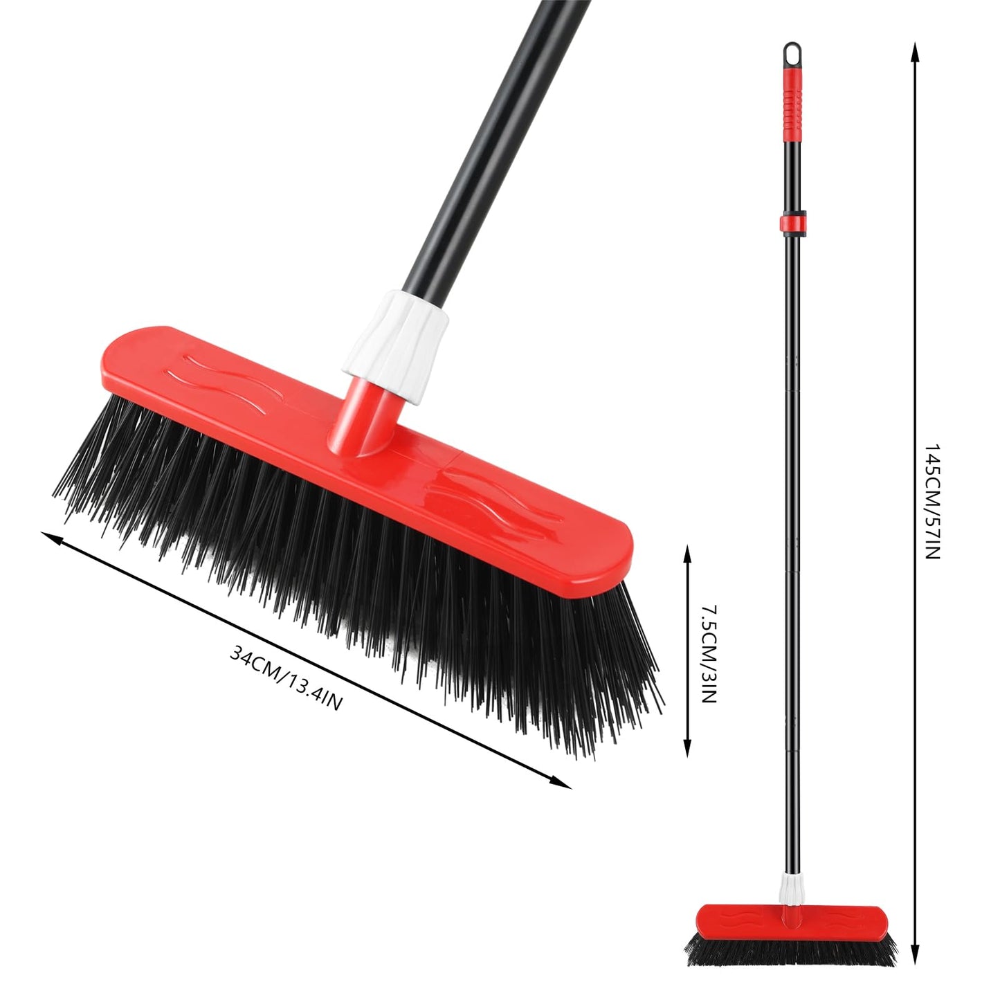 - Mitclear Yard Broom Heavy Duty with Long Handle | (57IN) Garden Brush with Stiff Bristles -