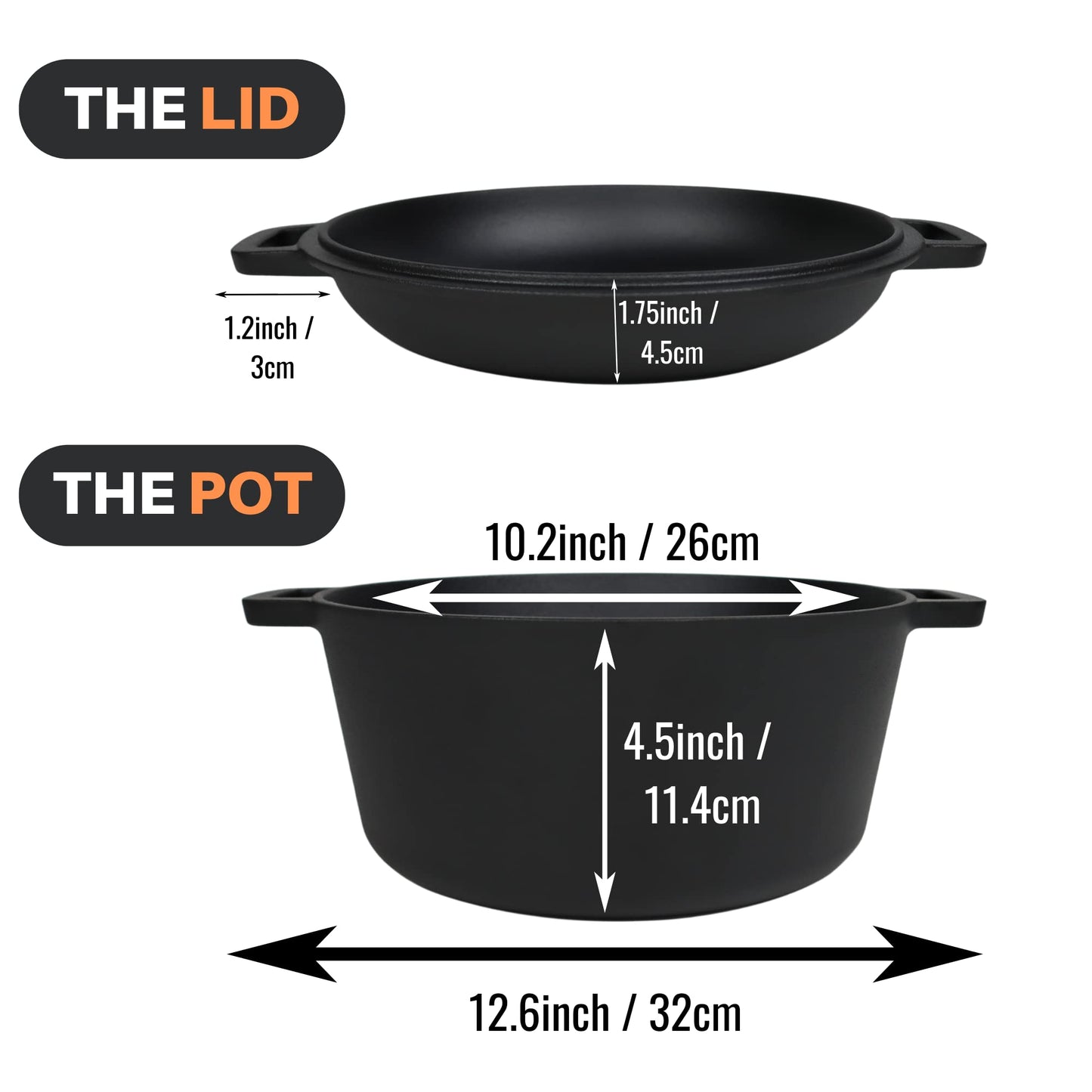 - Pinnacle Cookware – 4.7 Litre / 5 Quart Pre Seasoned Cast Iron Dutch Oven -