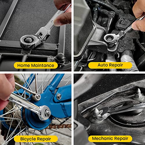 - Enventor 14PCS Flex-Head Ratchet Spanner Set | Metric, 6mm to 19mm Ratcheting Combination Wrench Set with Carry Case -
