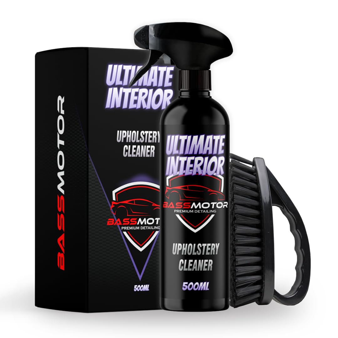 BassMotor Alcantara, Velvet, and Suede Fabric Cleaner, Cleans Seats, Carpets, and Floor Mats, Interior Stain Remover, Premium Microfiber Cloth Included - Ultimate Interior 500ml