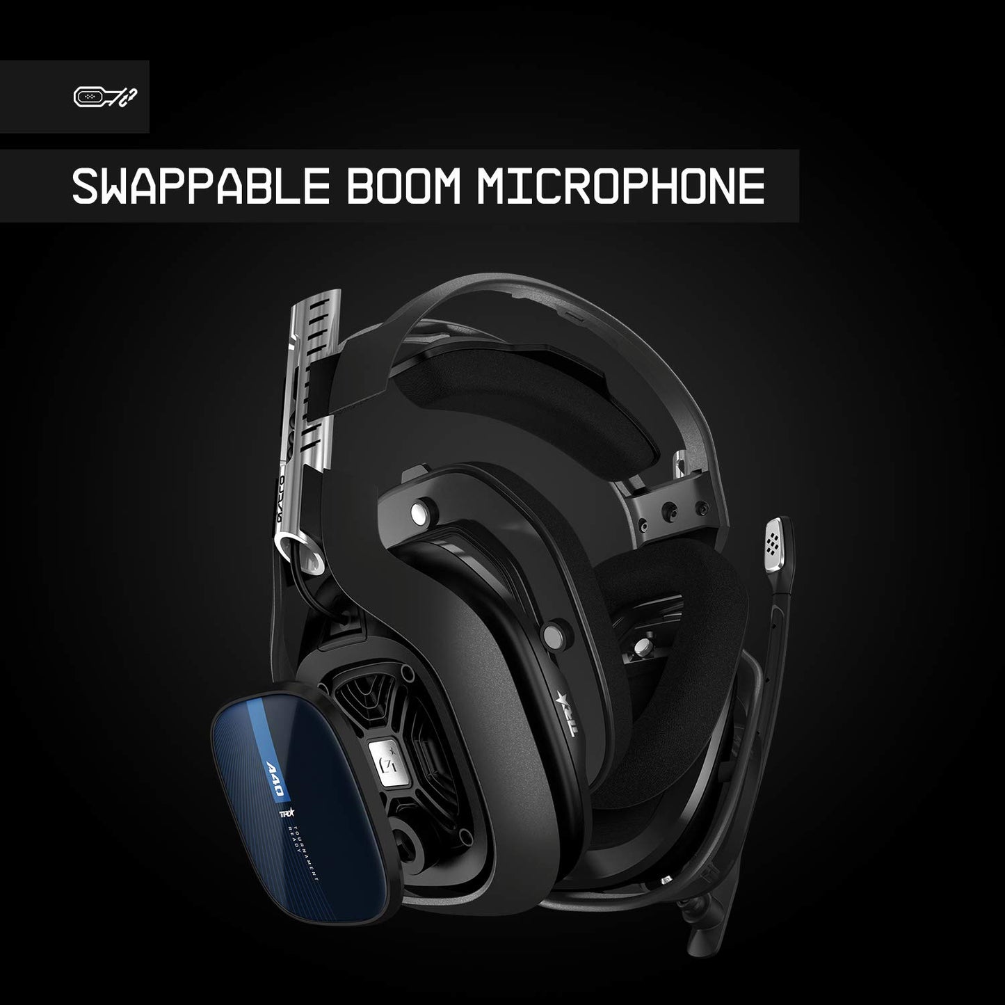 ASTRO Gaming A40 TR Wired Gaming Headset, ASTRO Audio V2, Dolby ATMOS, 3.5mm Audio Jack, Swappable Mic, for PS5, PS4, PC, Mac, Nintendo Switch, Mobile - Black/Blue