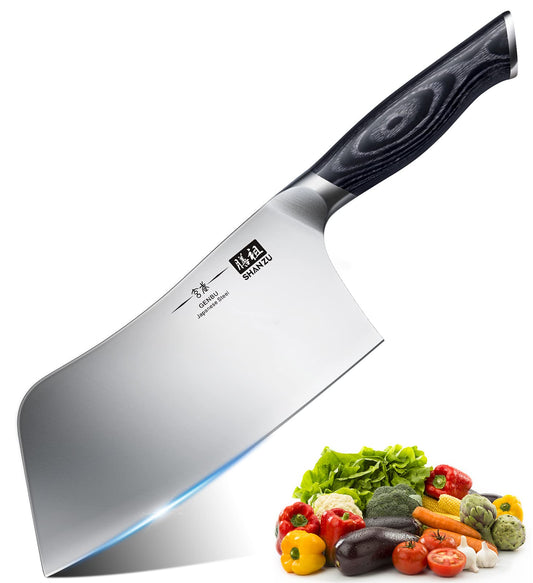 - SHAN ZU Chef Knife | 7 inch | Sharp Meat Cleaver Knife | Vegetable Chopper -
