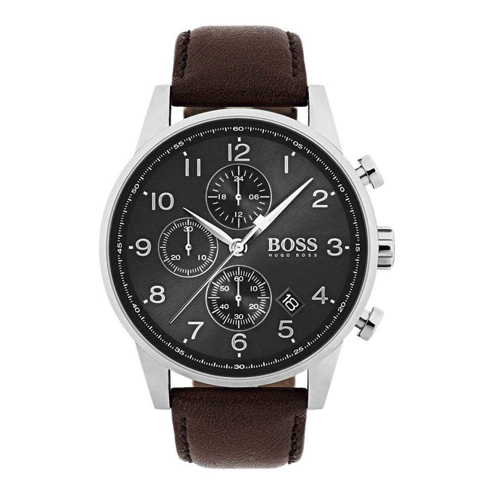 BOSS Chronograph Quartz Watch for Men with Brown Leather Strap - 1513494