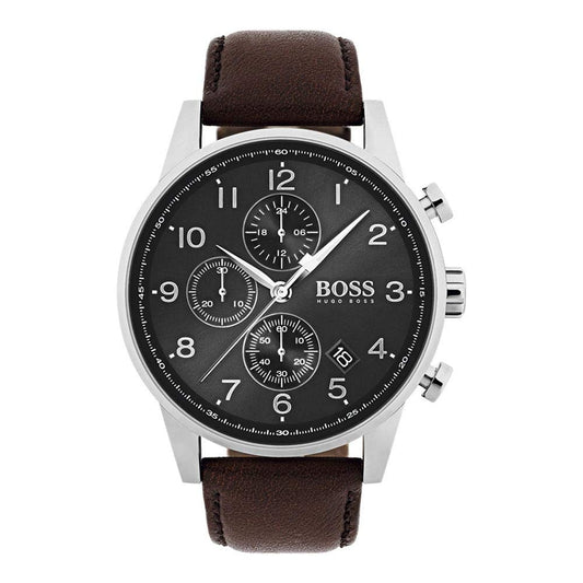 BOSS Chronograph Quartz Watch for Men with Brown Leather Strap - 1513494