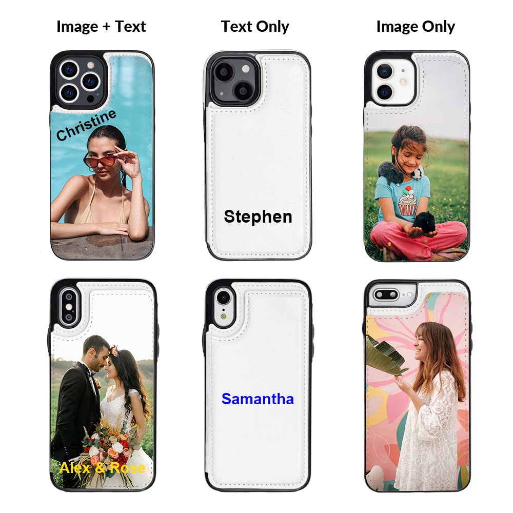 - YOOCUSTOM Personalised Custom Wallet Phone Case Cover for Apple iPhone 14 13 12 11 Pro Max Mini X XS XR SE 7 8 Plus, Customised PU Leather Flip Folio Cases Card Slot Holder Photo Picture (WBC-P1)
