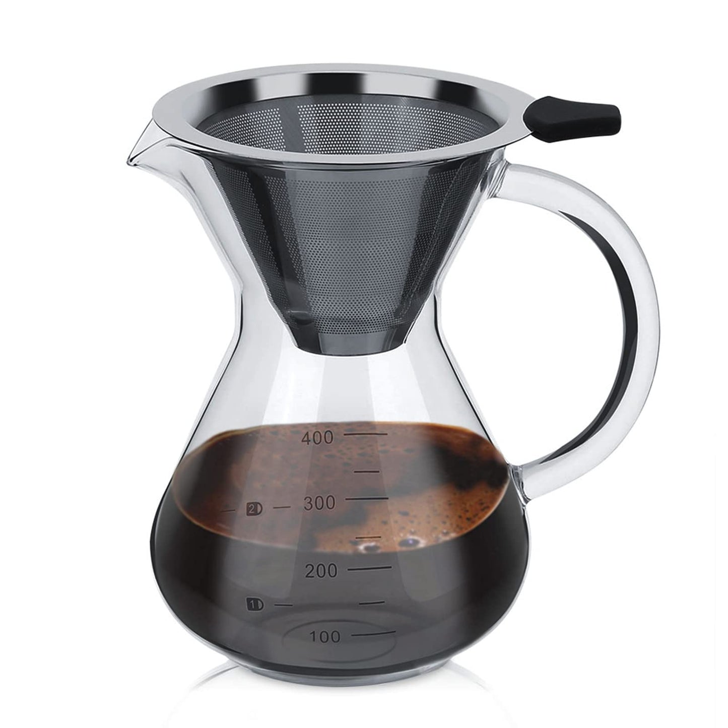 - HERCHR Pour Over Coffee Maker | 400ml/14Oz | Borosilicate Glass Pour Over Coffee Brewer -