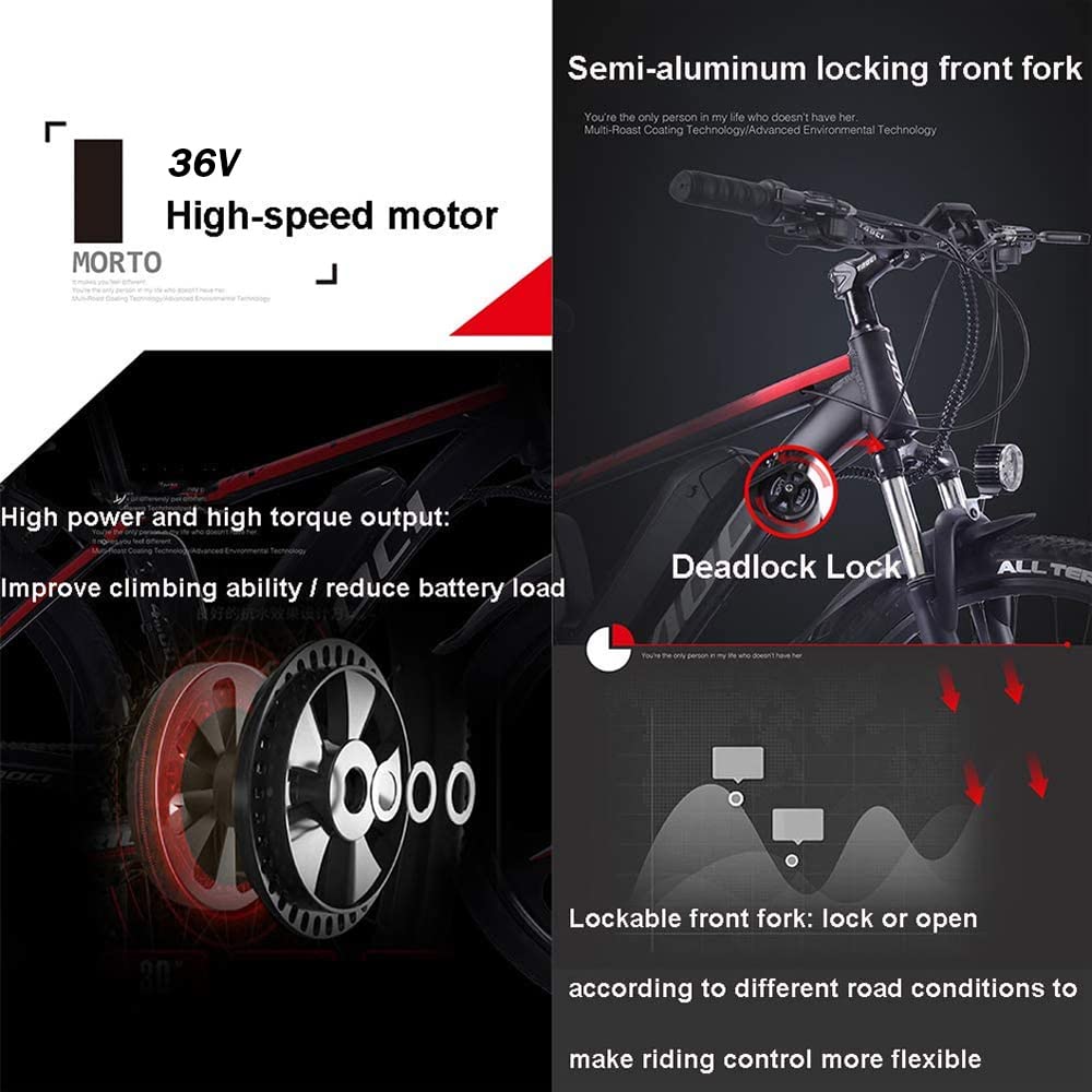 - Hyuhome Electric Bikes | Magnesium Alloy Ebikes Bicycles | All Terrain | 26" 36V 13Ah Removable Lithium-Ion Battery | Mountain Ebike -