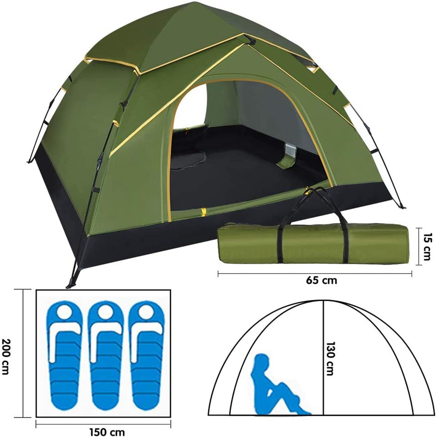- GEEDIAR Instant Pop Up Tent | Automatic Portable Beach Dome Tent | Outdoor Waterproof Camping Tent -