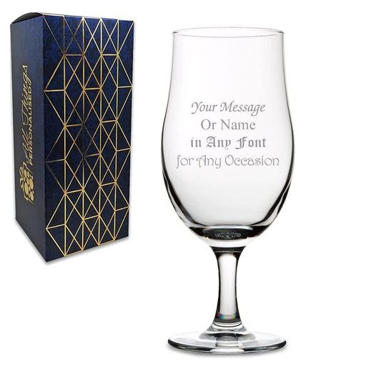 - Personalised Engraved 13oz Draft Style Stemmed Beer Glass -