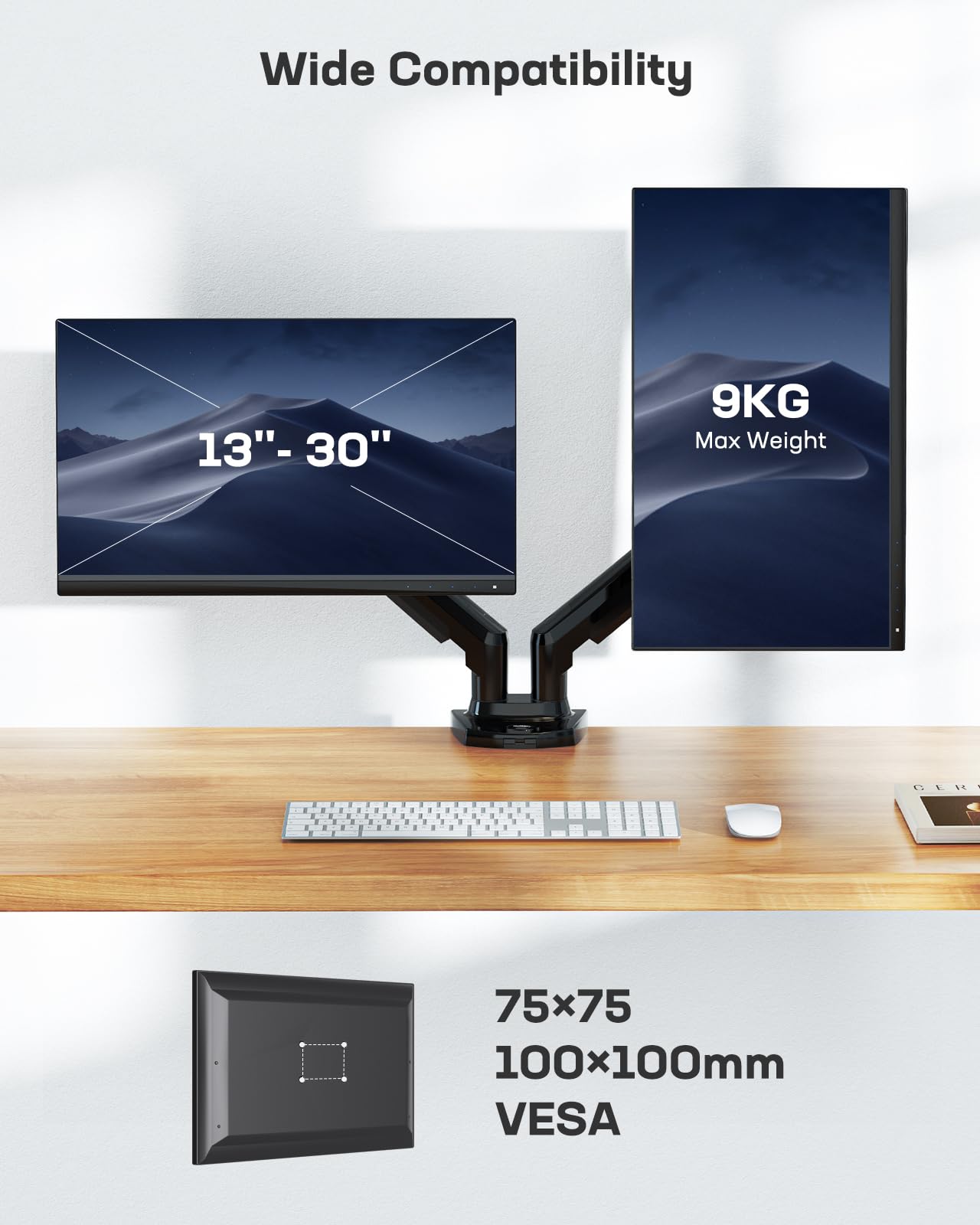 - HUANUO Dual Monitor Stand For 13 to 30 Inch Screens | Dual Monitor Arm Desk Mount -