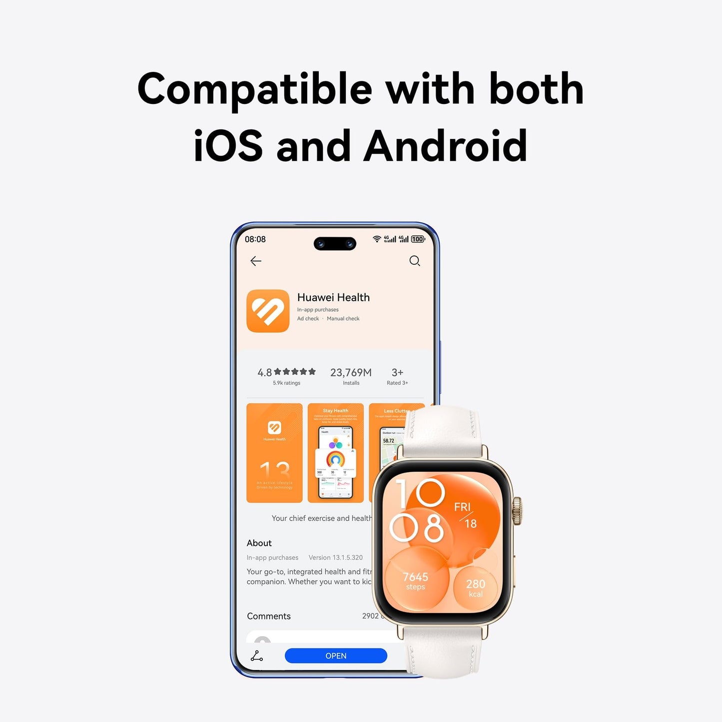 - HUAWEI WATCH FIT 3 | 1.82" | AMOLED Display | Ultra-Slim Design | Bluetooth Calling -