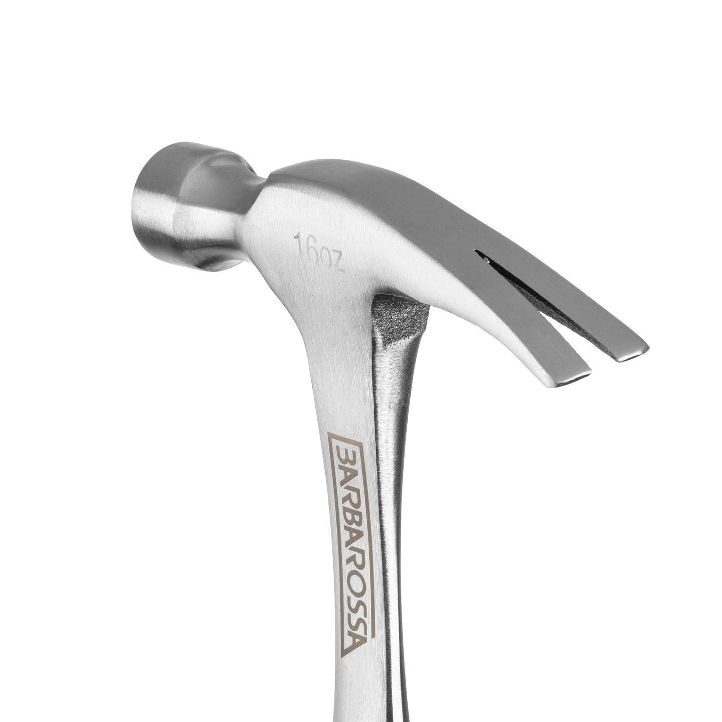 Claw Hammer by Barbarossa – 16Oz Straight Claw Hammer – Polished Carbon Steel & Fiberglass Handle – Anti-Vibe Shaft – Comfortable & Ergonomic Grip – Ideal Hand Tool for Nail Removal, Home Use