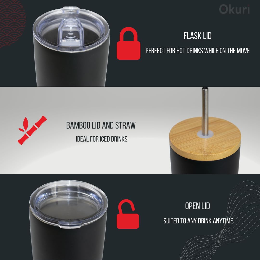 - Okuri Insulated Travel Mug 600ml | Stainless Steel Coffee Cup | Bamboo Lid -