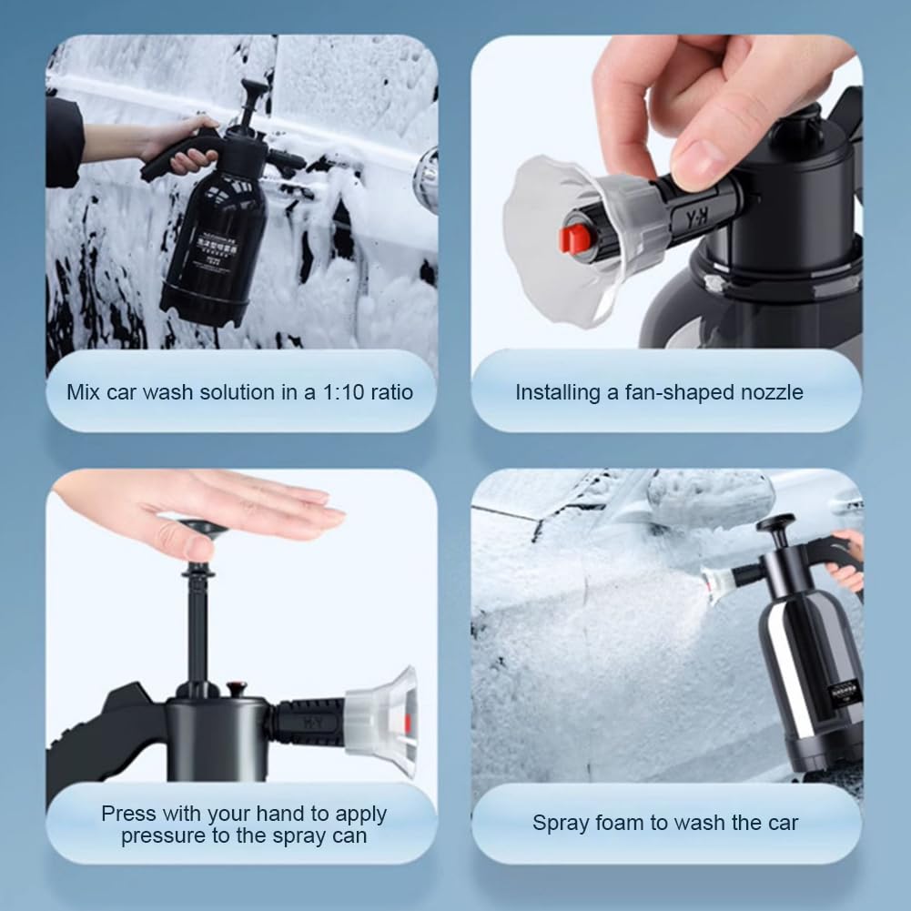 - ENCOMAG Snow Foam Pump Sprayer | Car Foam Sprayer | 2L | Hand Pneumatic Foam Cannon -