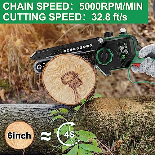 - Mini Chainsaw Brushless | Goldsea 6-Inch Electric Cordless Chainsaw | 2 x 4000mAh Batteries -