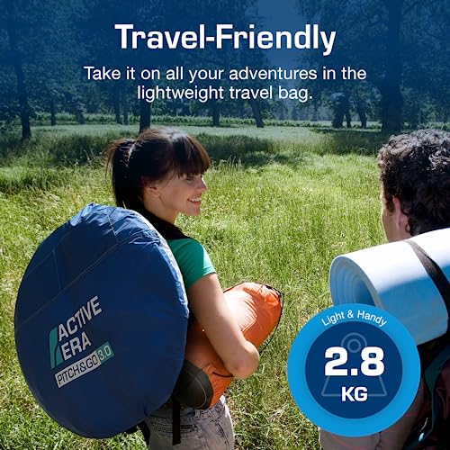 Active Era® Pop Up Tent - 2 Layer Waterproof 2 Person Pop-Up Tent – 100% Storm Tested with Advanced Ventilation and Easy-Pitch Construction - Perfect for Camping and Festivals (Blue)