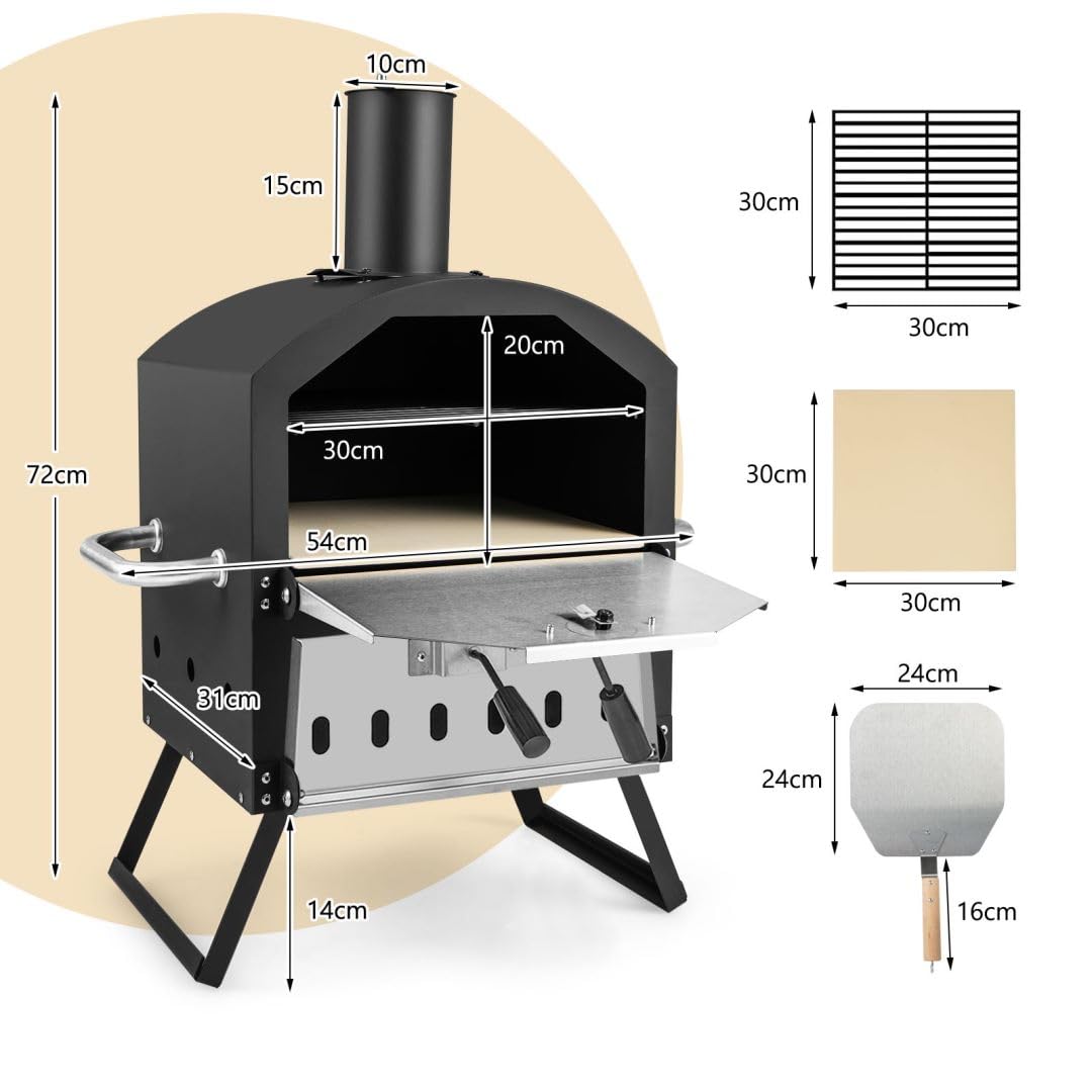 - TANGZON Outdoor Pizza Oven | 2 Tier Wood-fired Pizza Maker | Waterproof Cover -