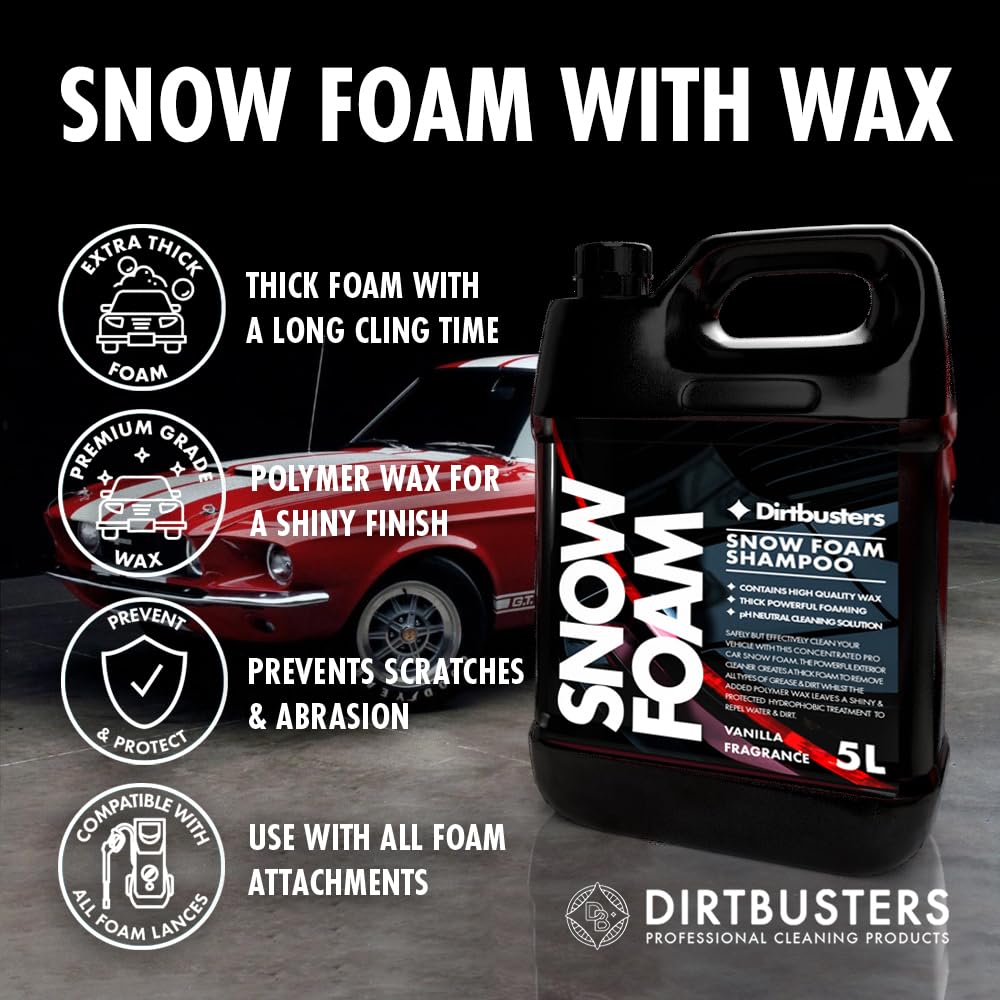 - Dirtbusters Snow Foam Car Shampoo And Wax | Powerful Thick Foam Pre Wash Car Cleaner -