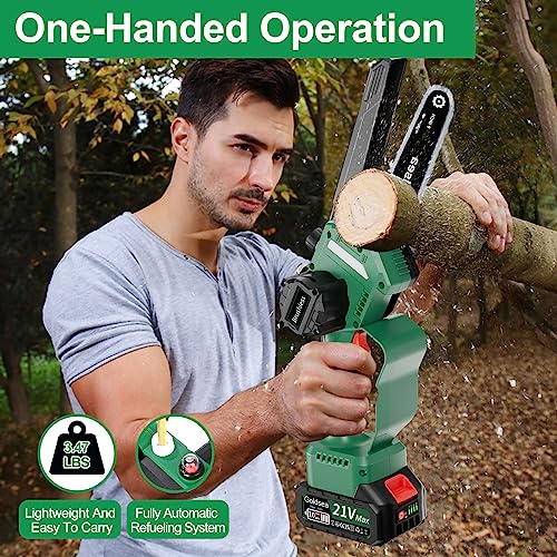 - Mini Chainsaw Brushless | Goldsea 6-Inch Electric Cordless Chainsaw | 2 x 4000mAh Batteries -