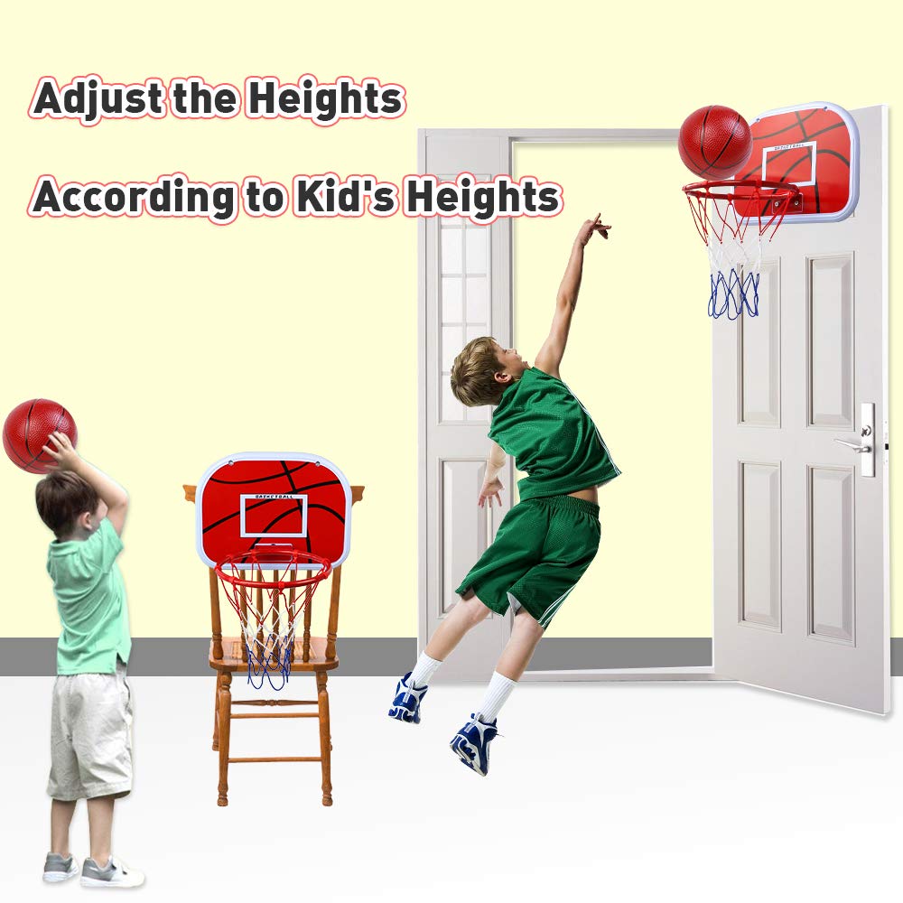 Basketball Hoop Indoor Mini Basketball Hoop for Kids, Wall Mounted Shooting Basketball Game with Net Ball and Pump, Sport Outdoor Bedroom Toys for Boys Girls 6 7 8 9 Year Old Birthday Gift