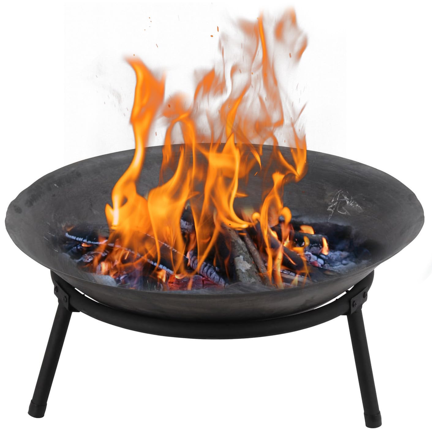 - Geezy Large Cast Iron Garden Fire Pit | Basket Patio Heater | Log Wood Charcoal Burner -