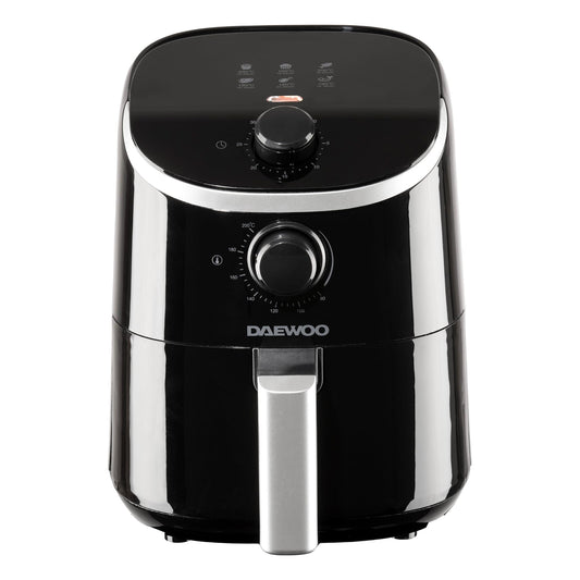 Daewoo Manual Air Fryer, 2 Litres, Compact And Space Saving Design, 80-200°C Temperature, 30 Minute Timer, Energy Savings, Healthier Eating, Sleek And Stylish, Black