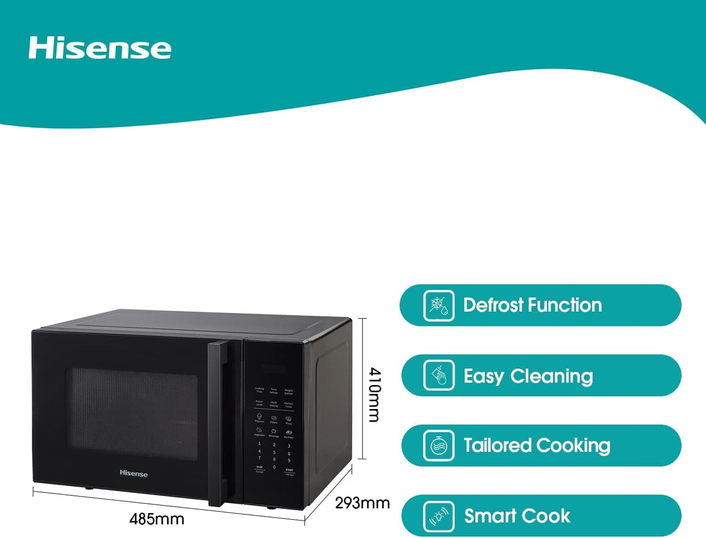 - Hisense H25MOBS7HUK | 25 Litre electronic Microwave | Auto Defrost | Digital Display -