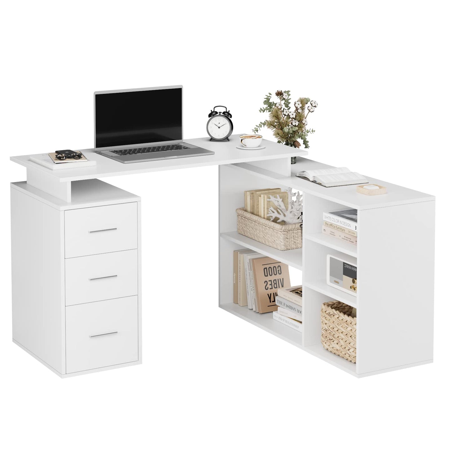 - FirFurd Corner Desk L Shaped Desk | Computer Desk With Drawers -