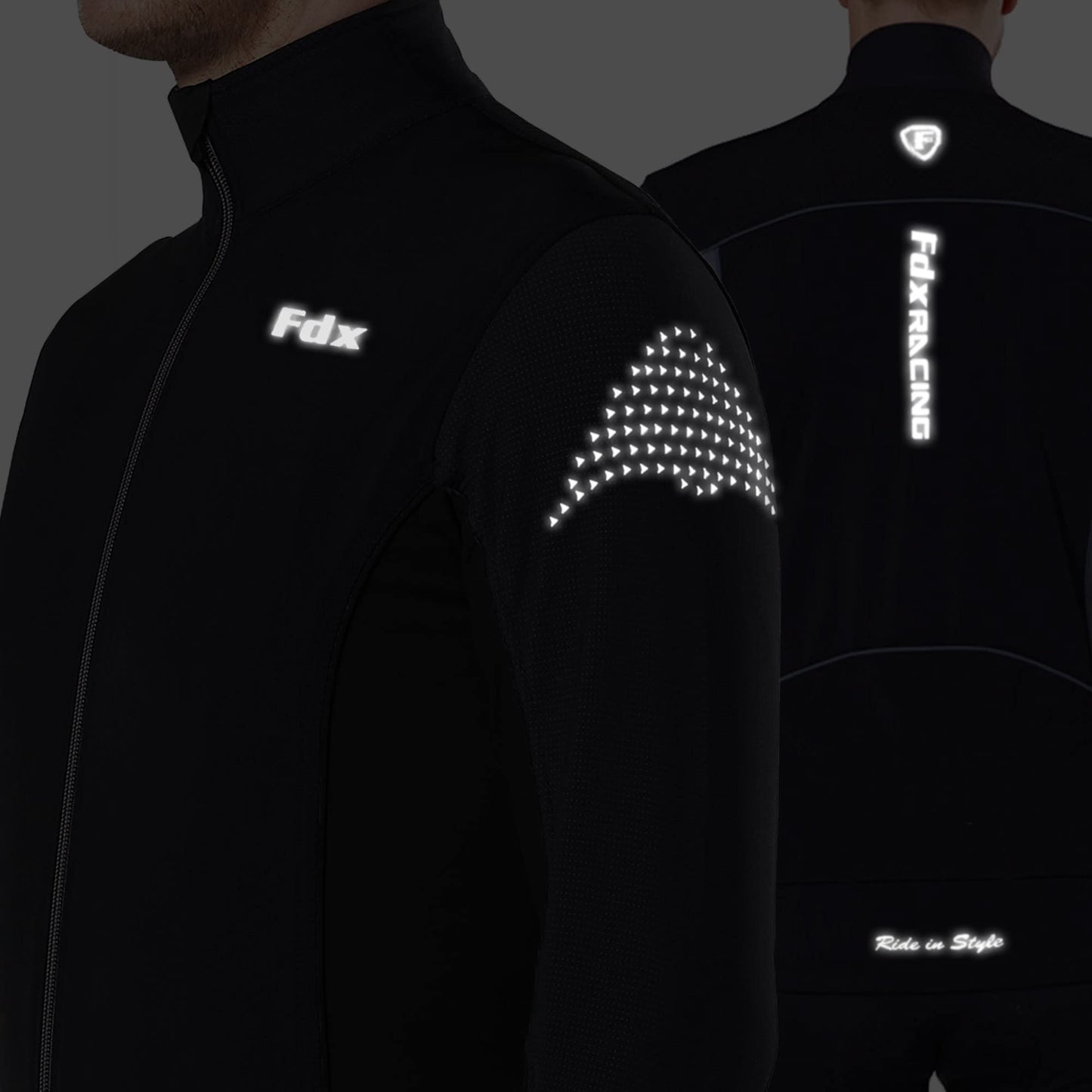 - FDX Men’s Winter Cycling Jacket | Windproof | Softshell Thermal Fabric -