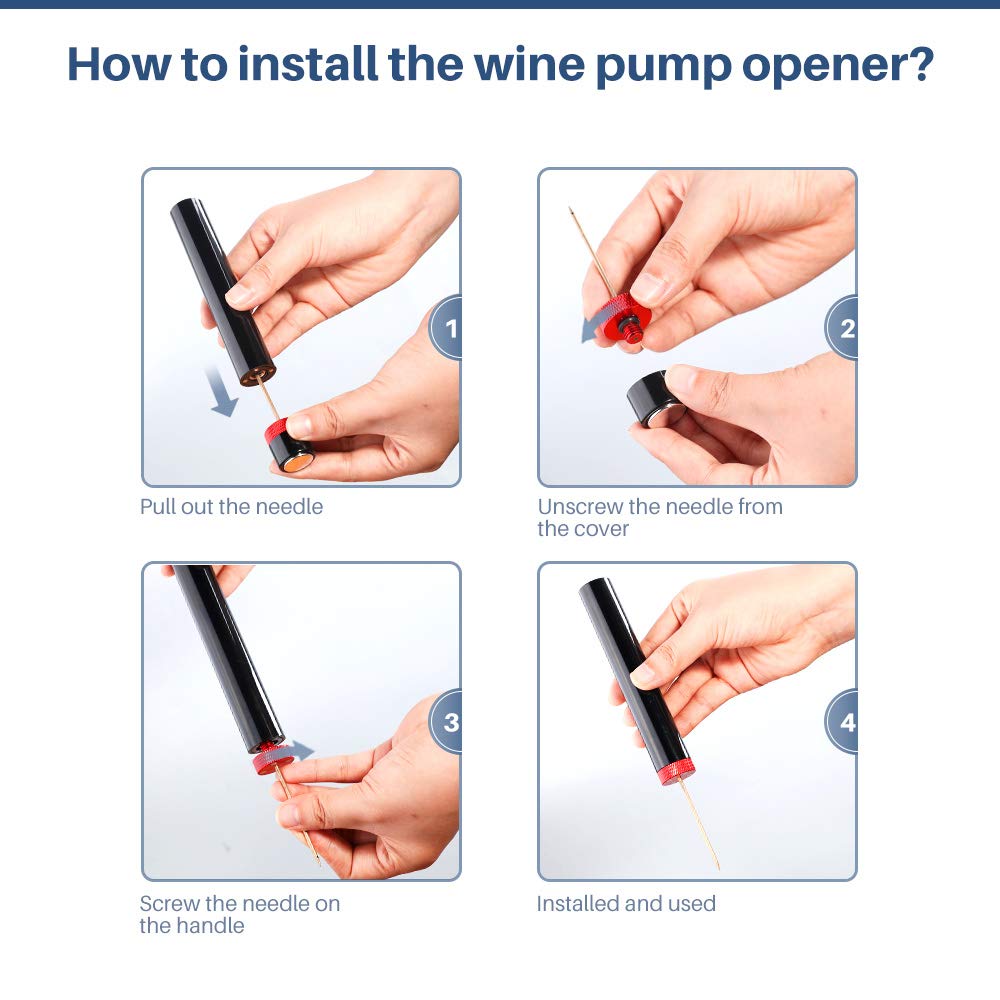 Air Pressure Pump Bottle Opener, Quntis Wine Opener Wine Pump Easy Cork Remover Corkscrew, Great Gift for Wine Lovers - 7S Quick Bottle Opening, Detachable