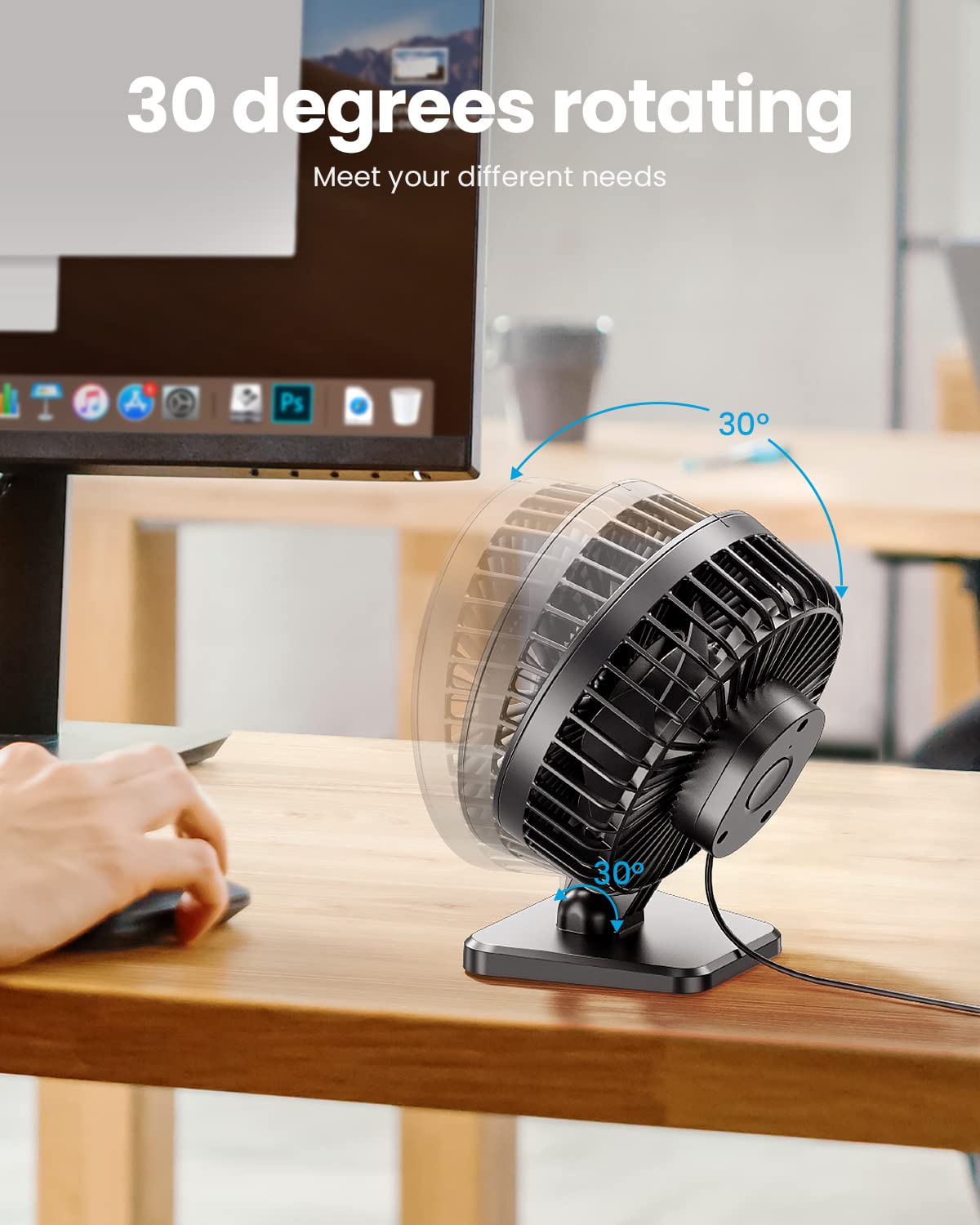 - Gaiatop USB Desk Fan | Small But Powerful | Portable Quiet 3 Speeds Wind Desktop Personal Fan -