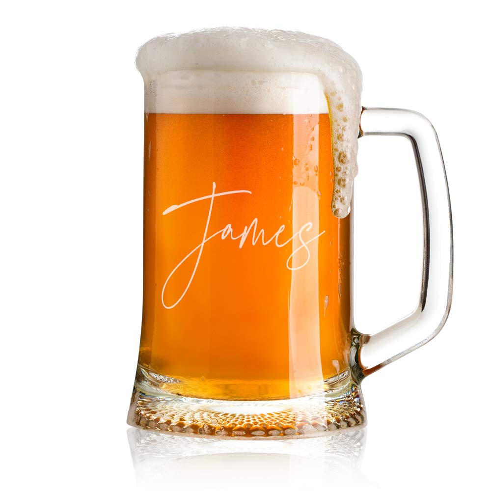 - ukgiftstoreonline Personalised Name Script Font Beer Tankard Glass -