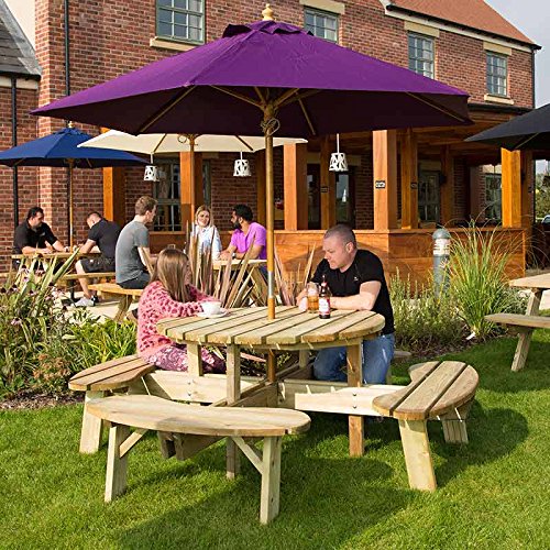 BrackenStyle Aberdeen Picnic Table – Durable Heavy Duty Round Pub Table – Suitable for 8 People 2.15M Diameter
