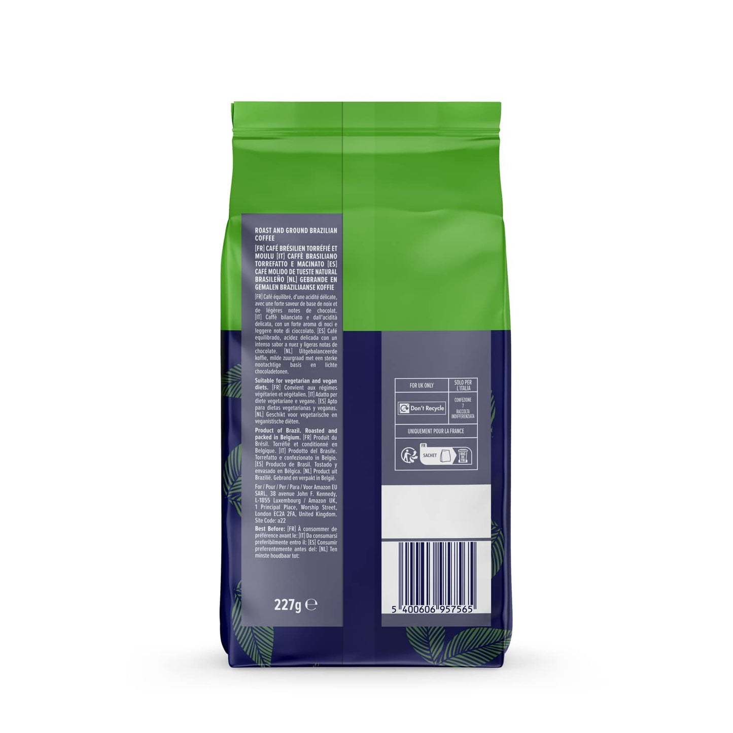 by Amazon Brazilian Roast and Ground Coffee, Medium Roast, 1.36Kg (6 Packs of 227g), Rainforest Alliance Certified