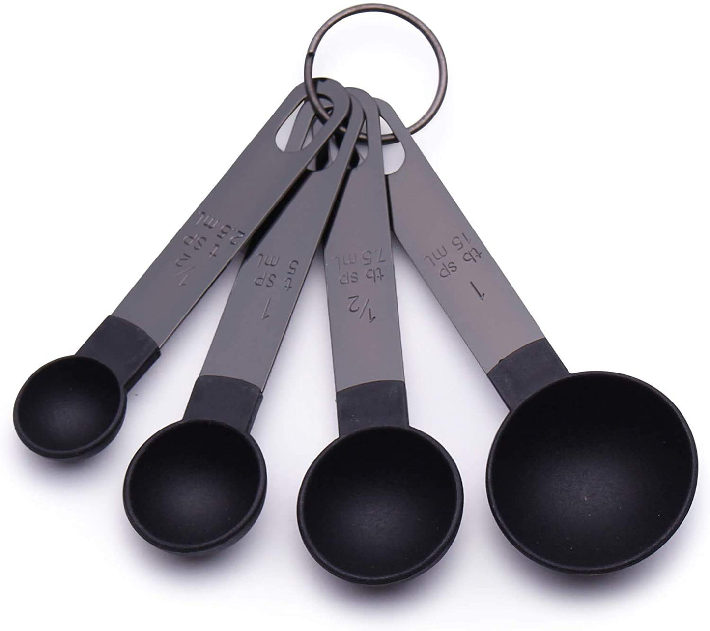 - FONYA 8-Piece Black Measuring Tools | 4 Measuring Cups / 4 Measuring Spoons with Metal Handles -