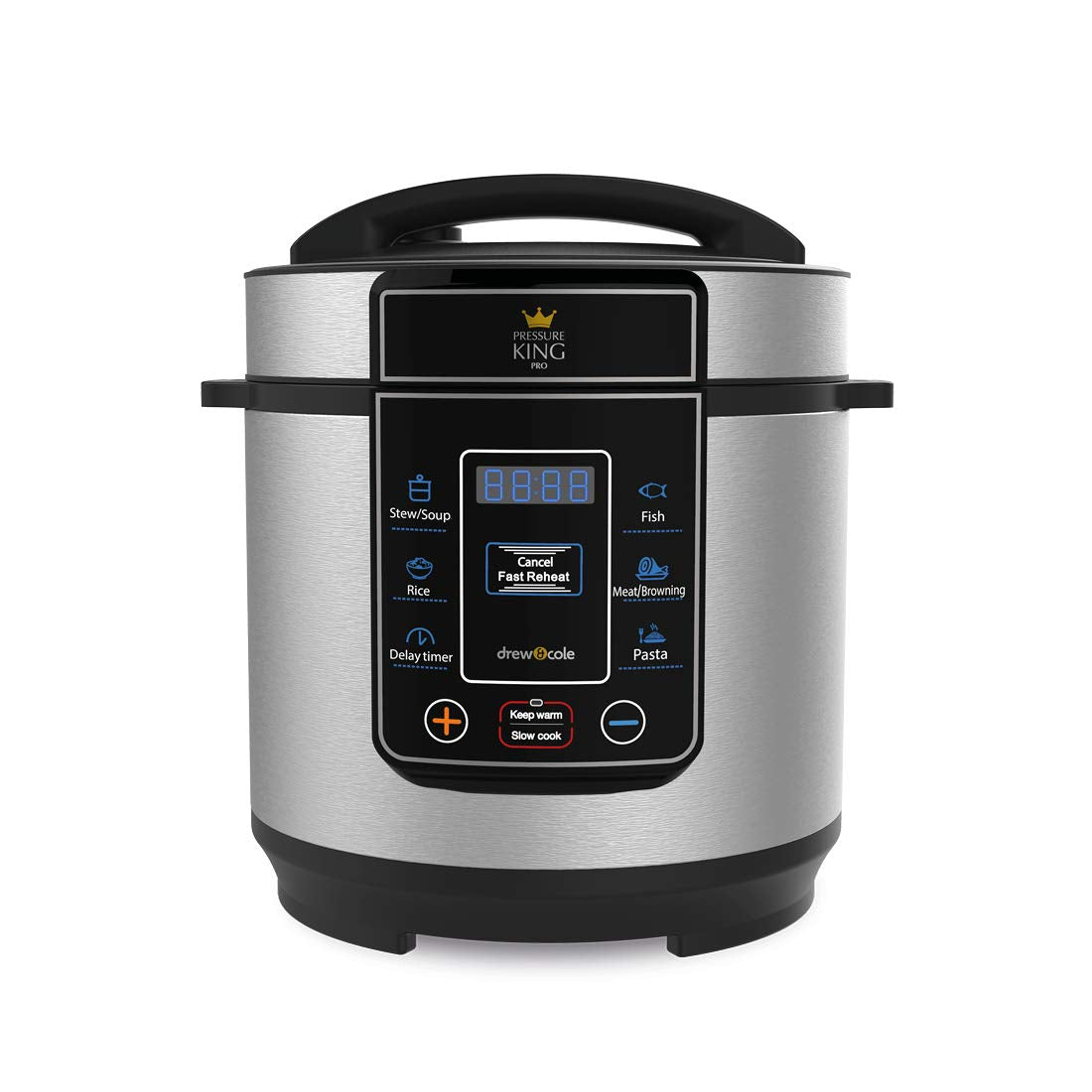 - Drew & Cole Pressure King Pro Electric Pressure Cooker 3L | 700W | Chrome | 8-in-1 Multi Cooker with Digital Display | Non Stick Pot -